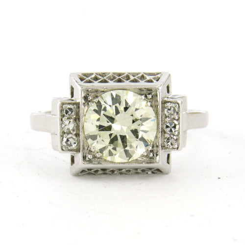 Bague 60 Bague Art Déco en platine avec diamants taille brillant et taille simple jusqu'à 2,30 ct 58 Facettes