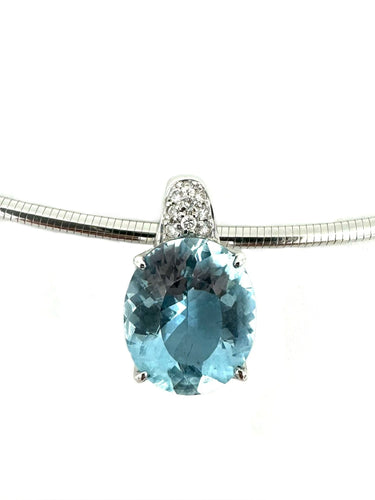 STERN. Collier or blanc 18K, aigue-marine et diamants