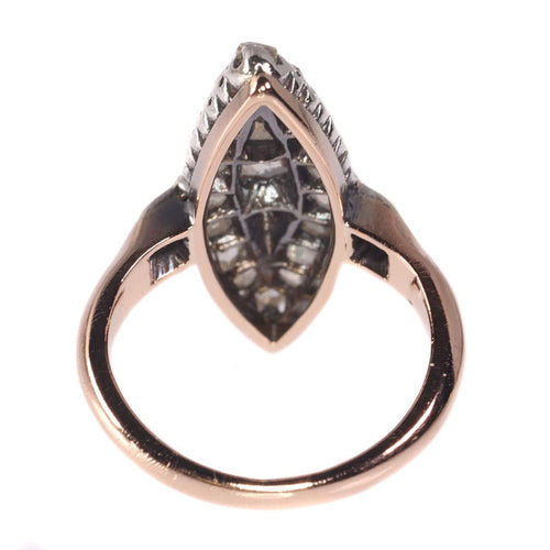 Bague 51 Bague de fiançailles antique en diamant en forme de bateau 58 Facettes 21146-0157