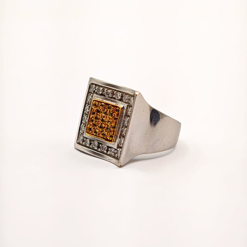 Bague 54 Bague en or blanc et jaune, saphir et diamants 58 Facettes 21002809