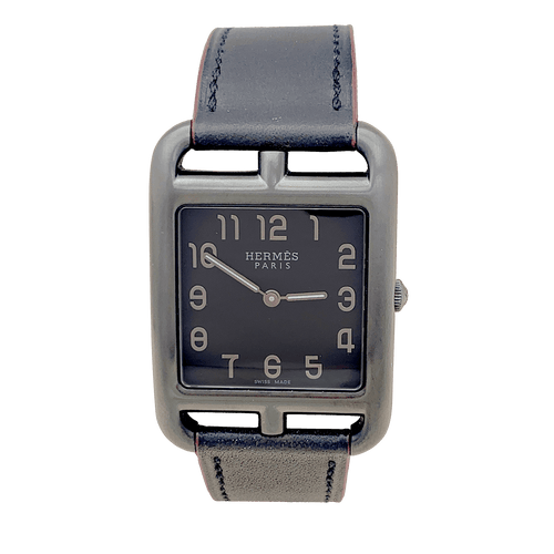 Montre Montre Mixte Hermès, "Cape Cod Shadow, acier noirci, cuir. 58 Facettes 34546