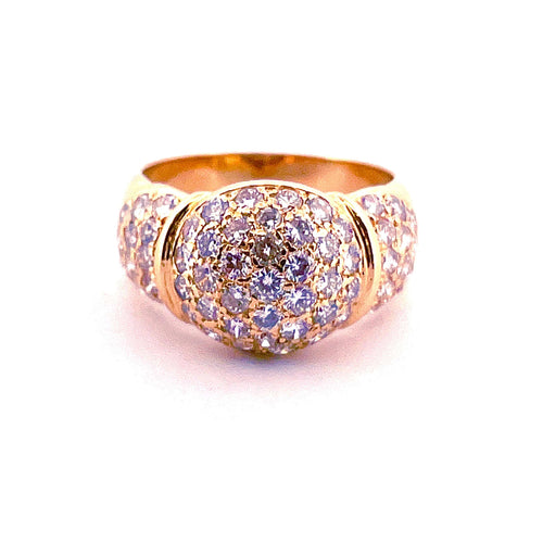 Bague 56 Bague boule vintage en or jaune 18 carats et diamants 58 Facettes
