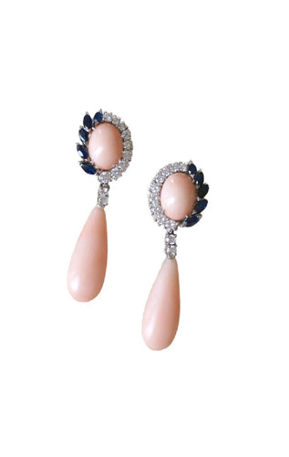Boucles d'oreilles Boucles d'oreilles or blanc diamants et saphirs 58 Facettes