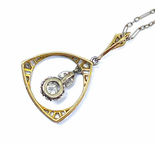 Pendentif en diamants sur chaîne en or 18 carats Art Deco