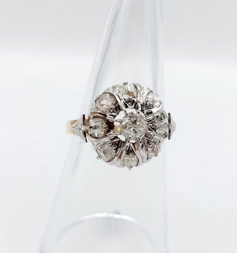 Bague 54 Bague marguerite or jaune, platine et diamants taille ancienne (circa 1920) 58 Facettes A05474