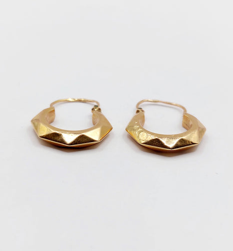 Boucles d'oreilles Créoles style Art Déco or rose finement travaillées 58 Facettes A06264