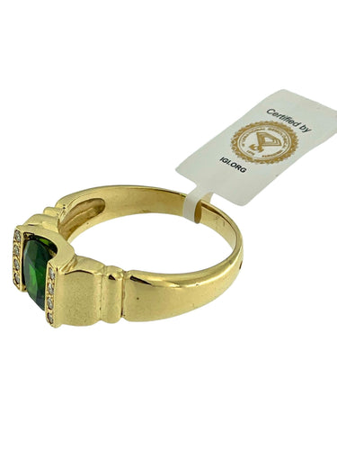 Bague 64 Bague en or jaune avec diamants et Diopside vert 58 Facettes