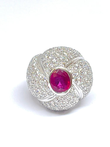 Bague 50 Bague prestige en or blanc liants et rubis 58 Facettes