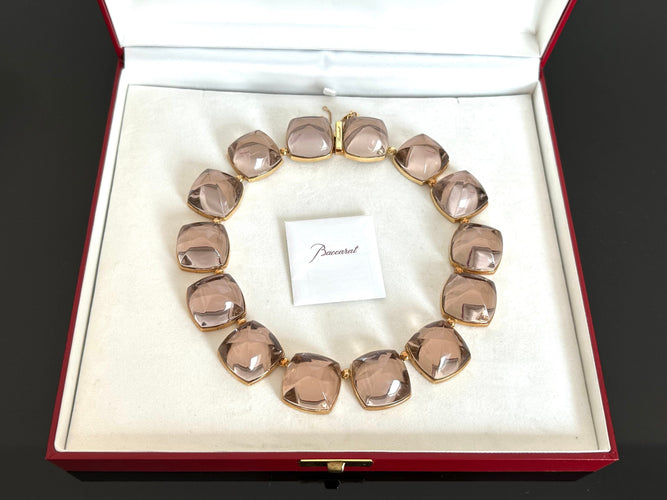 Collier Baccarat - Collier or jaune et cristaux de fumée 58 Facettes
