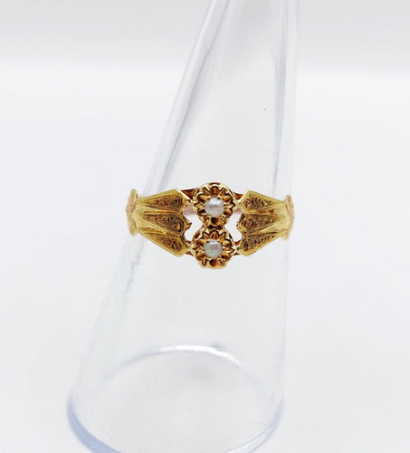 Bague 54.5 Bague toi et moi Art nouveau en or 18k et perles (circa 1900) 58 Facettes A06500