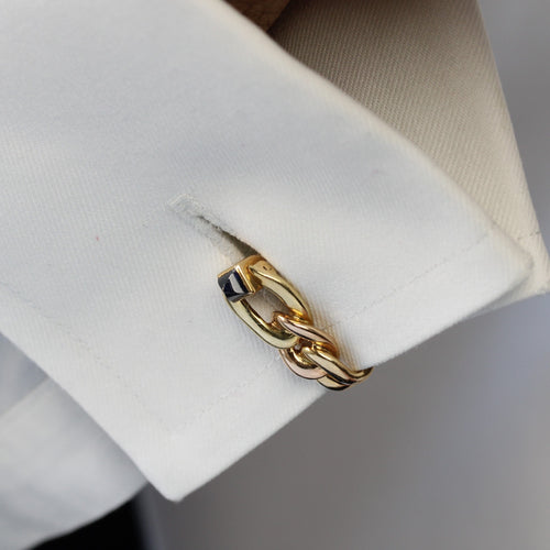 Boutons de manchette Paire de boutons de manchettes en or jaune modèle étrier 58 Facettes 21-743