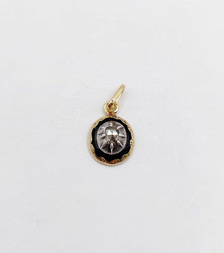 Pendentif Pendentif victorien en or 18k et argent, diamant taille rose sur paillon 58 Facettes A06473