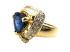 Bague 52 Bague Vintage or jaune 18K, saphir et diamants 58 Facettes