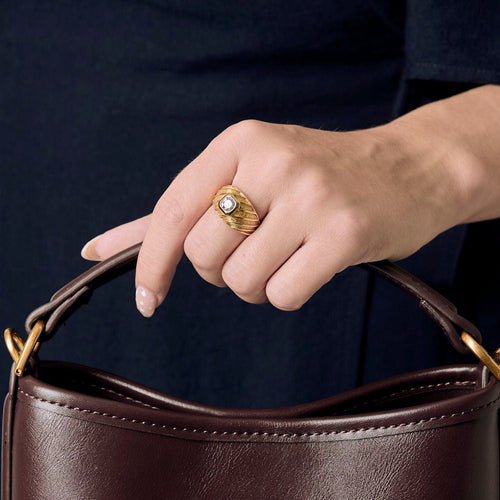 Bague 50 Bague bandeau or jaune et diamant 58 Facettes B250455