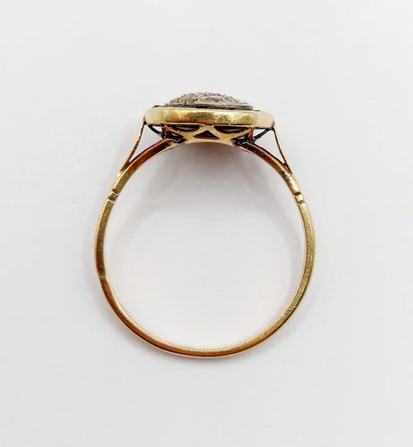 Bague 56.5 Bague cible art déco or jaune, diamants et saphirs calibrés synthétiques 58 Facettes A05652