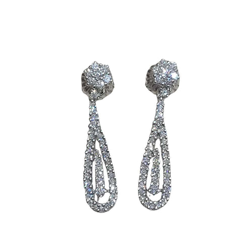 Boucles d'oreilles Boucles d’oreilles en or blanc 18k et diamants taille brillant 58 Facettes PE272