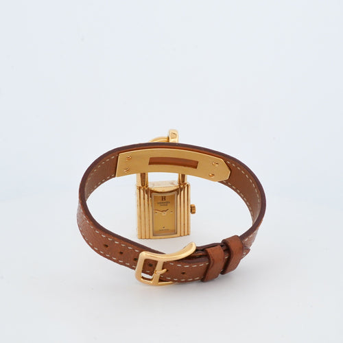 Montre Hermès - Montre Kelly cadran champagne en acier doré et verre saphir 58 Facettes