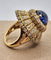 Bague vintage style trombino avec diamants saphir cabochon en or jaune 18 carats
