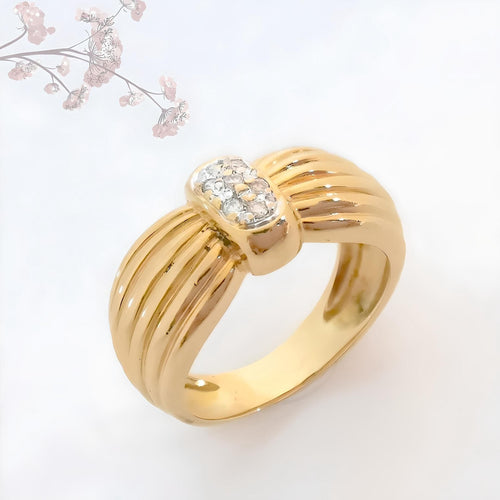 Bague godronnée Diamants Or 18 K (750°/°°) 18 carats 58 Facettes AA 1726
