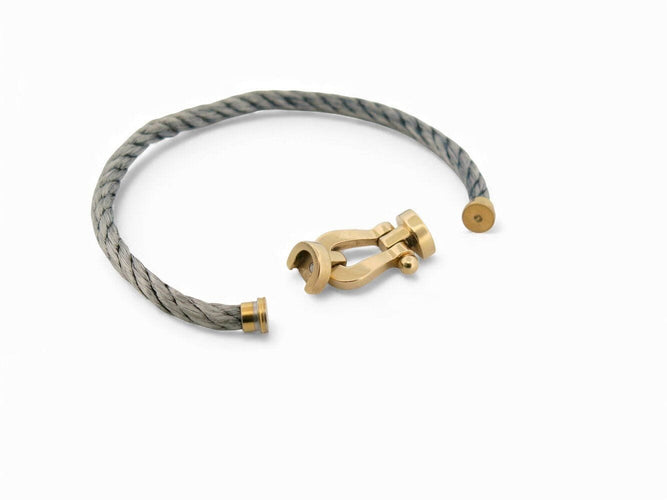 Bracelet bracelet FRED force 10 gm manille or jaune 18k t 18 cm 2 cordons 58 Facettes 271115