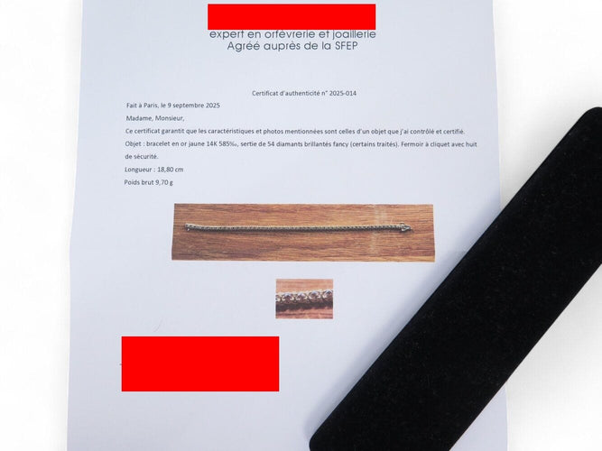 Bracelet bracelet tennis t18.5 riviere 53 diamants fancy 4.2ct or jaune 14k 58 Facettes 268156