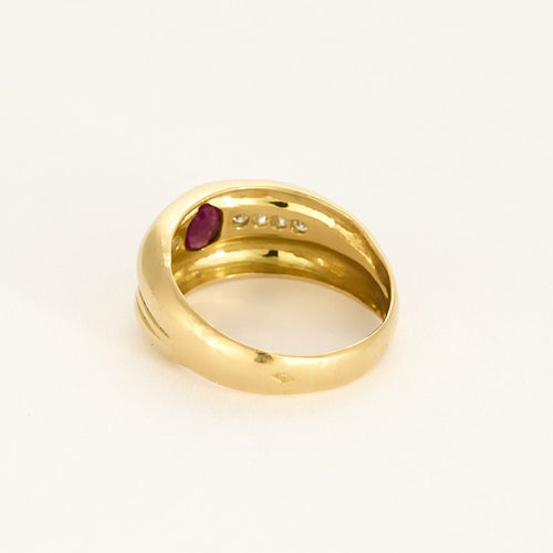 Bague 55 Bague bandeau en or jaune, rubis et diamants 58 Facettes GU285