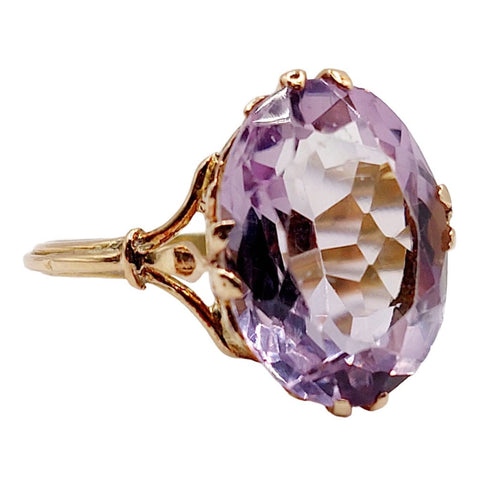 Bague 60 Bague cocktail or rose améthyste (circa 1900) 58 Facettes A05941