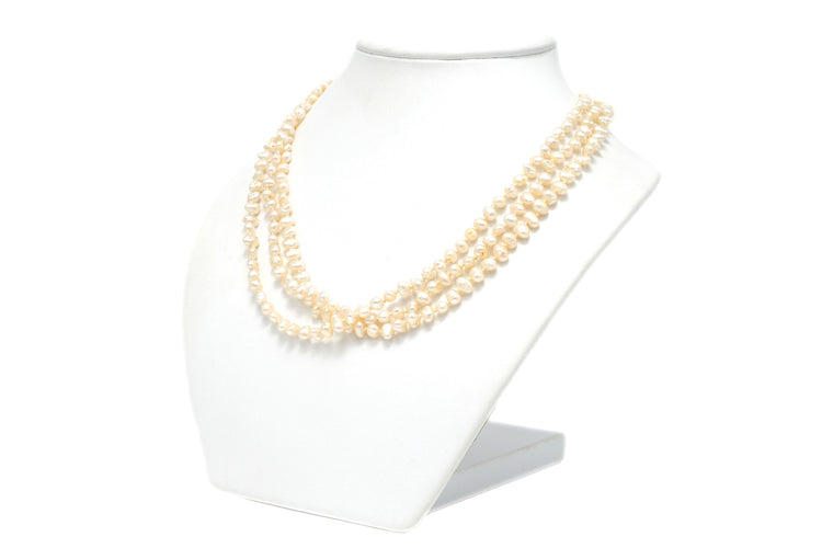 Collier années 70 or blanc, perles et rubis