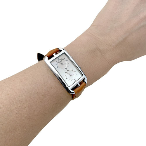 Montre Montre Hermès, "Nantucket Dual Time", acier, cuir, diamants. 58 Facettes 35145