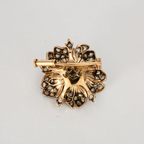 Broche Broche XIXe Eglantine Or, Argent, Diamants 58 Facettes GU131