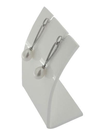 Boucles d'oreilles Boucles d'oreilles or blanc avec perles et diamants 58 Facettes