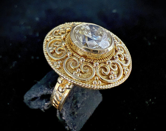 Bague 52.5 Bague or jaune, diamant de 3,50 carats 58 Facettes