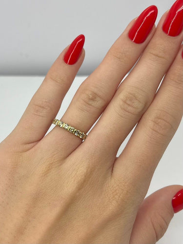 Bague 47 Demi-alliance or jaune et diamants 1 ct 58 Facettes 0006201