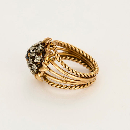 Bague 54 Bague Or jaune, Platine, diamants et saphir 58 Facettes CAS0261