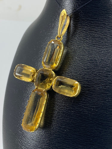 Pendentif Pendentif Croix en or, citrines 58 Facettes AB36