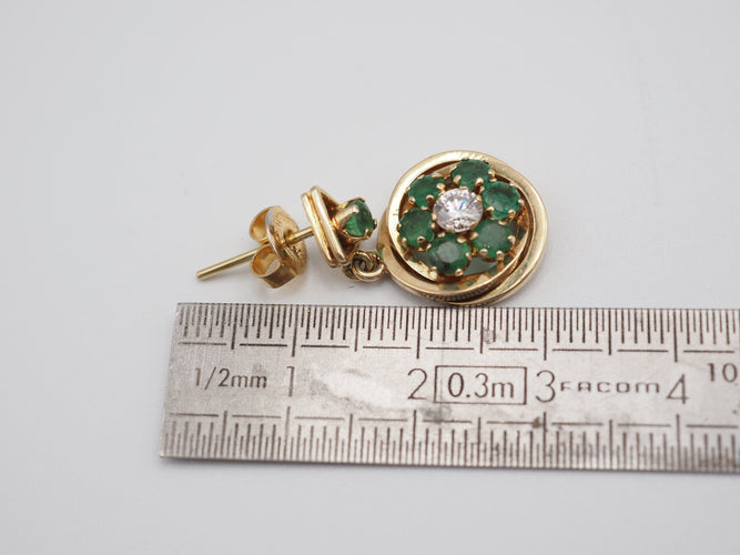 Boucles d'oreilles Boucles d'oreille émeraude marguerite 58 Facettes