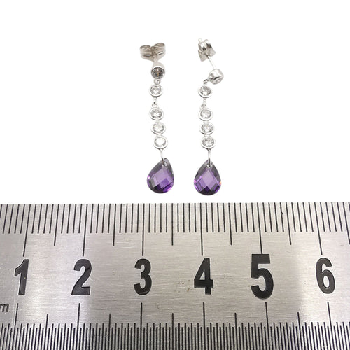 Boucles d'oreilles Boucles d'oreilles or blanc, améthystes & diamants 58 Facettes