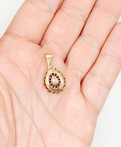 Pendentif Pendentif victorien en or rose 18k diamant taille roses sur paillon 58 Facettes A06533