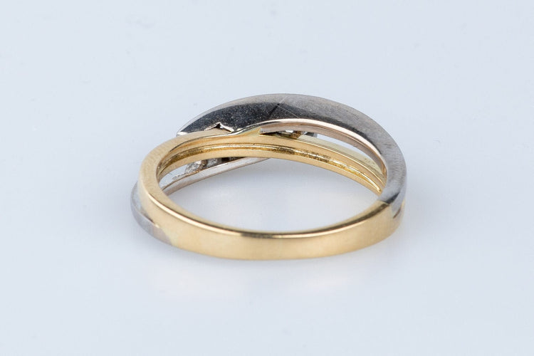 Bague 53 Bague 3 Diamants or jaune et blanc 58 Facettes BGTDCC852