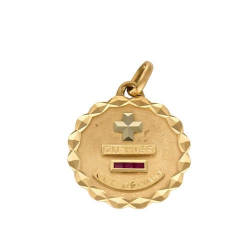Pendentif AUGIS - Médaille d'Amour - or jaune, et rubis de synthèse 58 Facettes ENG105183