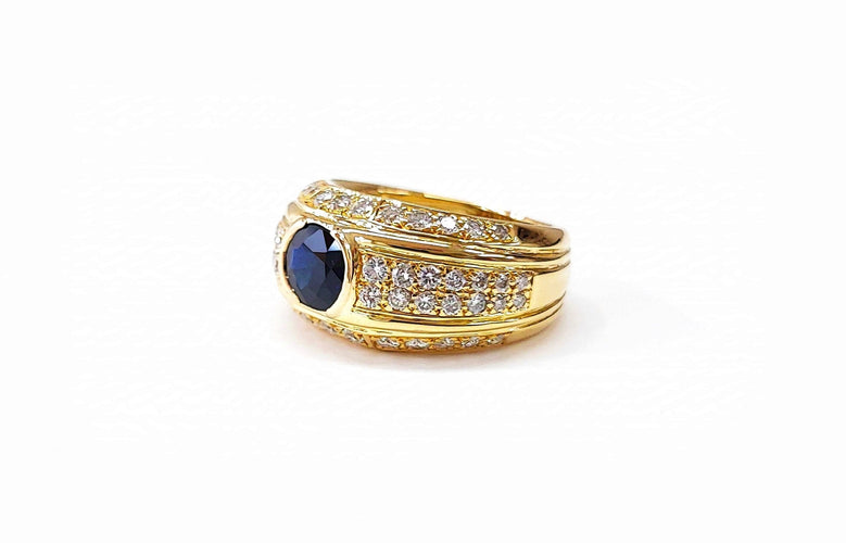 Bague 55 Bague boule saphir et diamants 58 Facettes Bag.S.geom-1281