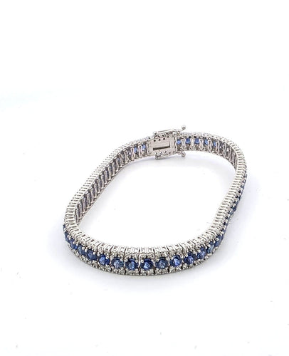 Bracelet Bracciale tennis en or blanc 18k et zaffirs, diamants 58 Facettes