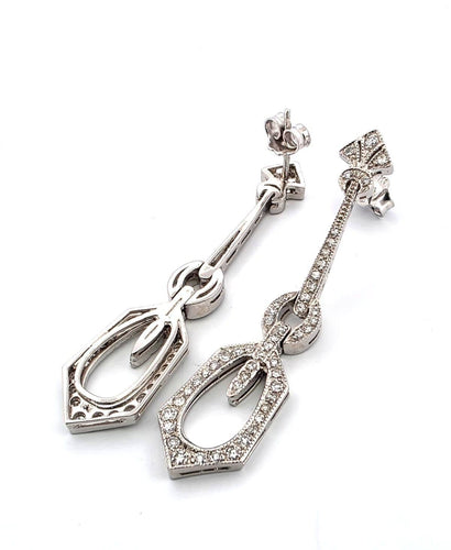 Boucles d'oreilles 1862 E - Boucles d’oreilles en platine et diamants 58 Facettes
