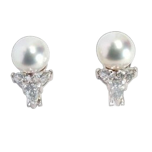 Boucles d'oreilles Boucles d'oreilles en or blanc, perles australiennes SS, diamants naturels 2,22 ct 58 Facettes MG-201144