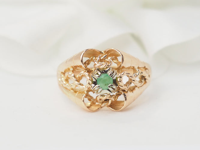 Bague 58 Bague ajourée en or rose et émeraude 58 Facettes 33470