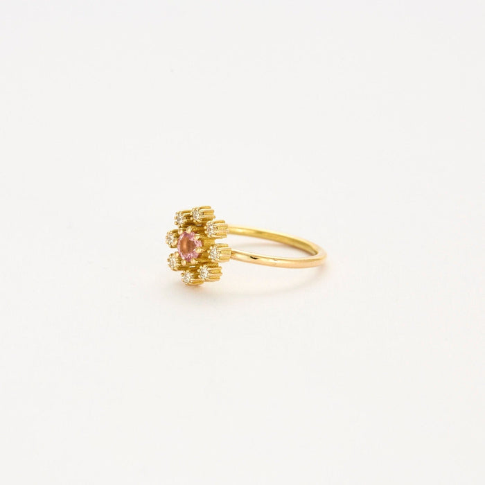 Bague or saphir rose diamants