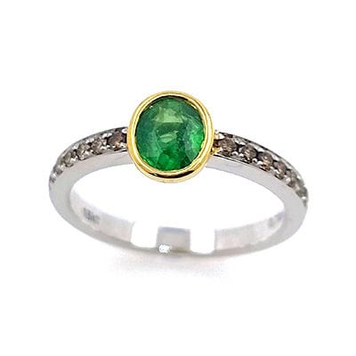 Bague Bague en or blanc et jaune, Tsavorite et diamant 58 Facettes 44257596