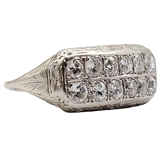 Bague 52 Bague tank art déco or blanc et diamants 58 Facettes A05400