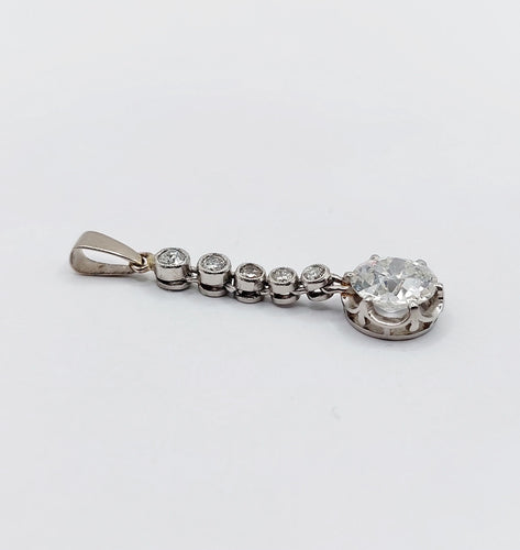 Pendentif or blanc , platine et diamant taille ancienne 1,30 carat (circa 1900)