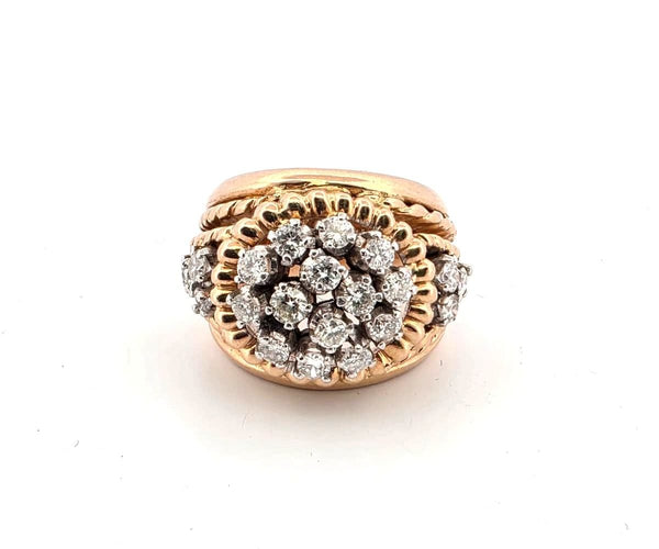 Bague 54 Bague en or jaune massif avec diamants 58 Facettes